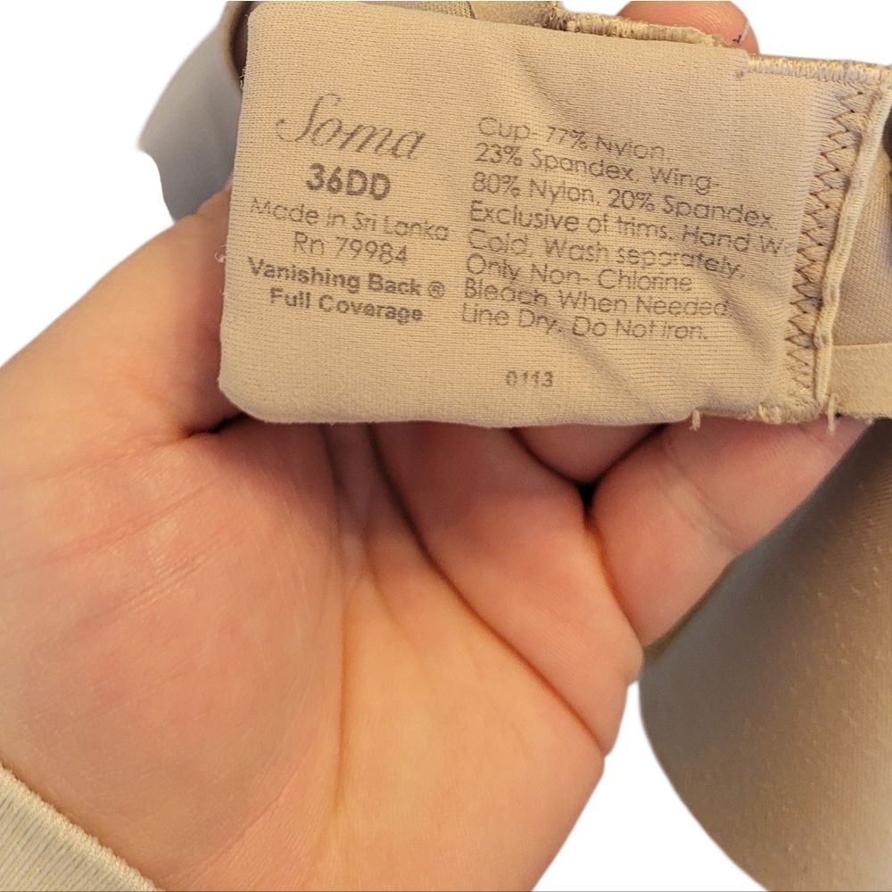 Soma Light Beige Vanishing Back Full Coverage Bra Women's Size 36DD - Picture 3 of 5